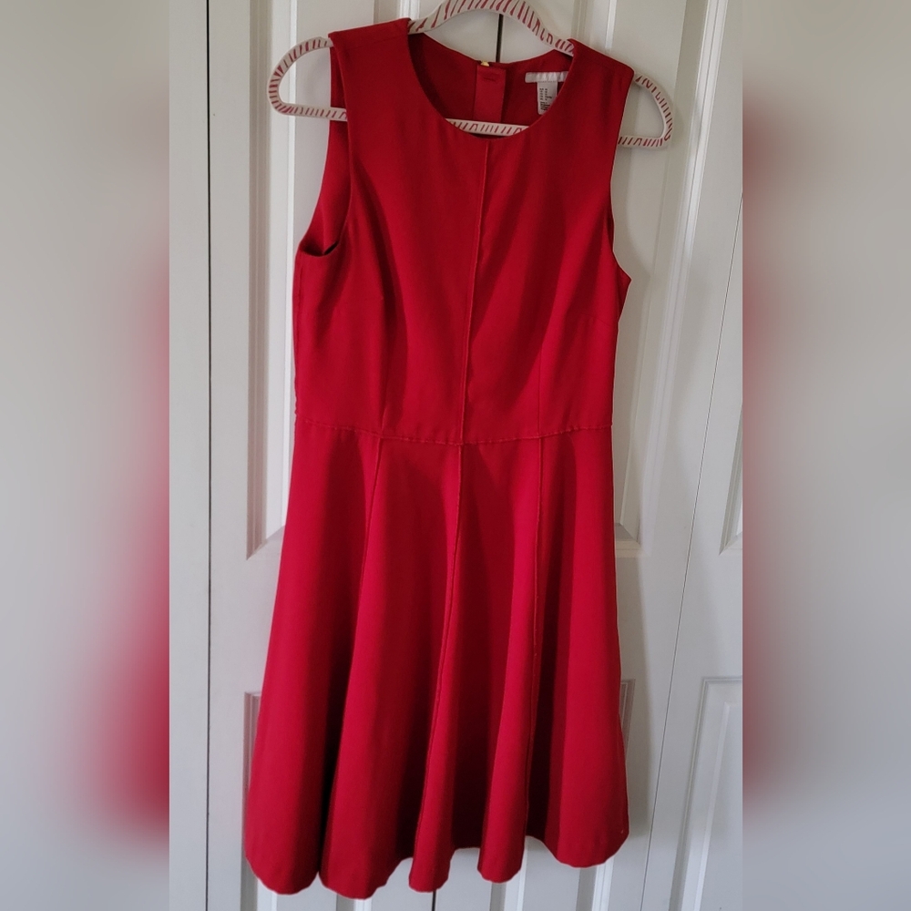 H&M Red A-Line Midi Dress
